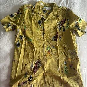 Urban Outfitters Yellow Fishing Print Shirt